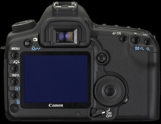 Canon EOS 5D Mark II – pohled na zadní část.