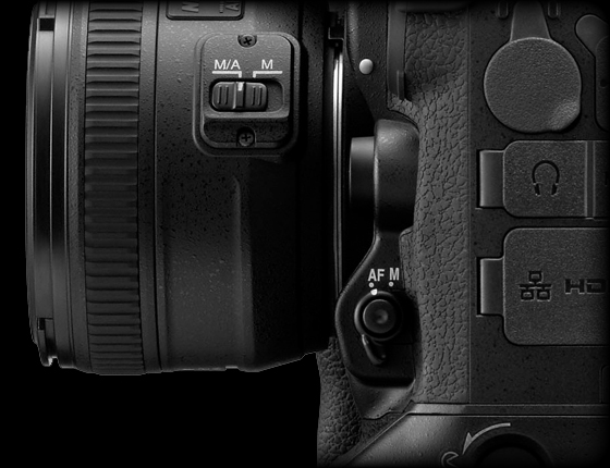 Focus mode dial on Nikon D4.