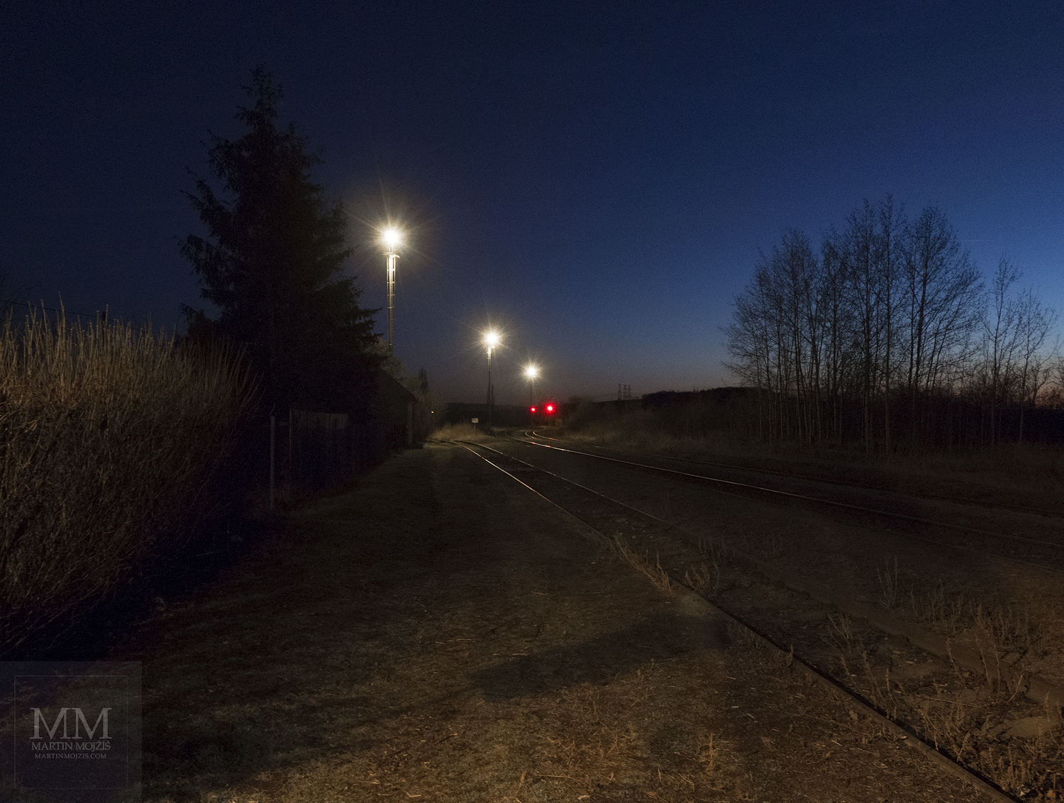 Railway in twilight.