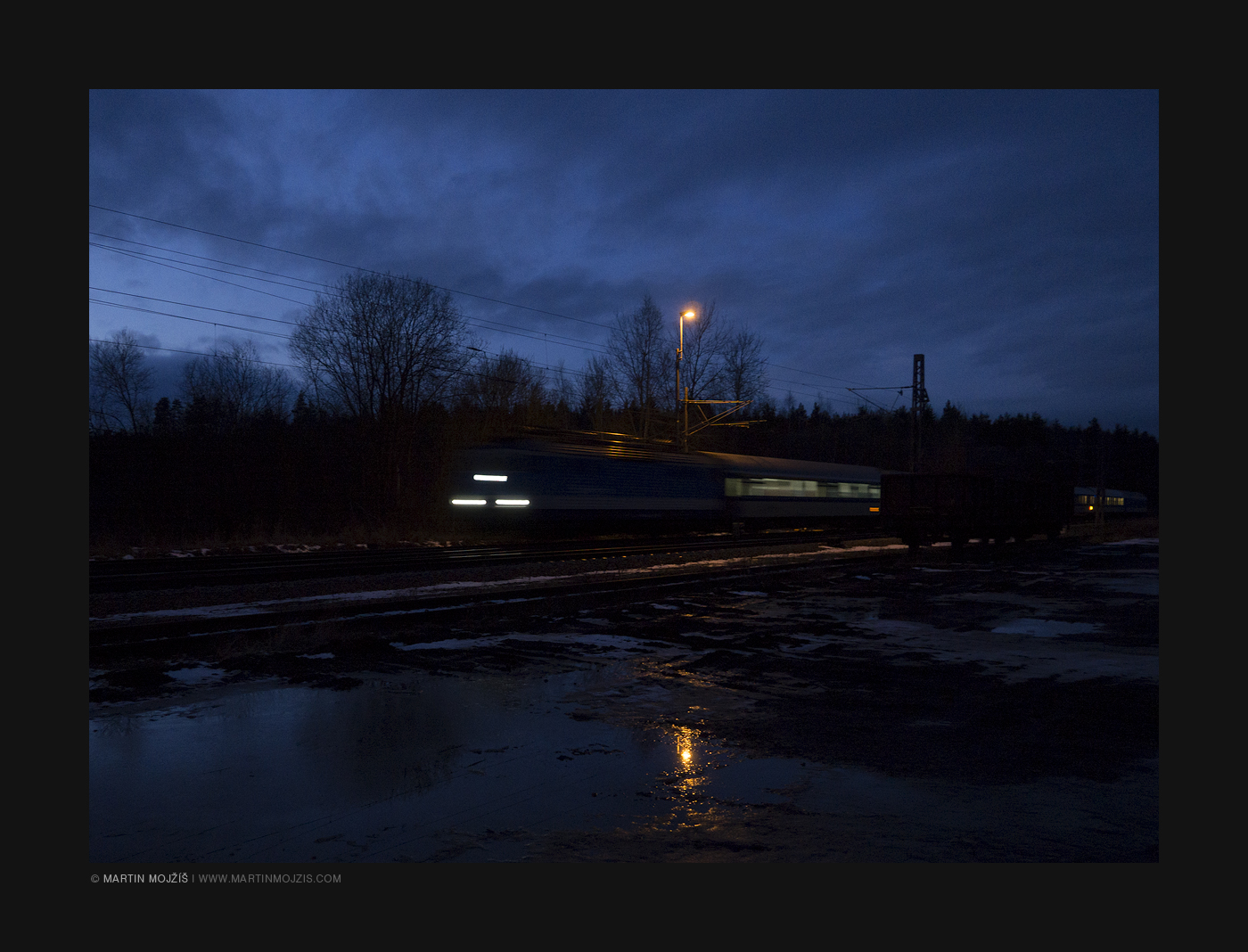 Passenger train in the dusk.