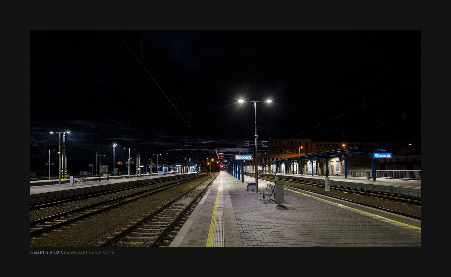 Beroun railway station at night II.