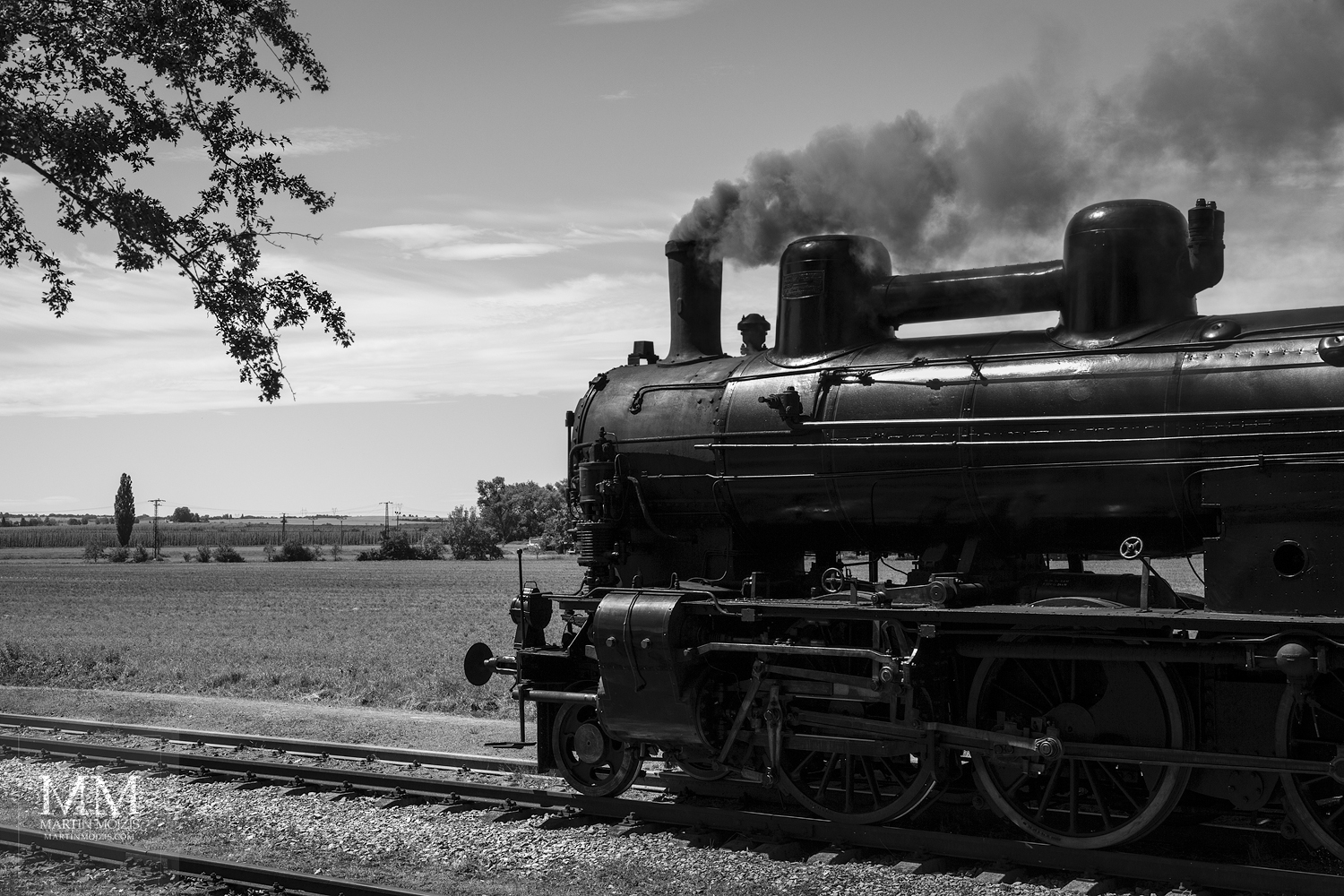 Large format, fine art black & white photograph of steam locomotive. Martin Mojzis.