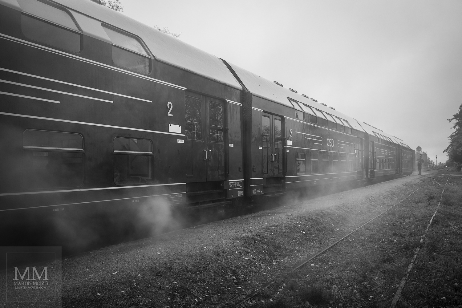 Large format, fine art black and white photograph of historic train. Martin Mojzis.