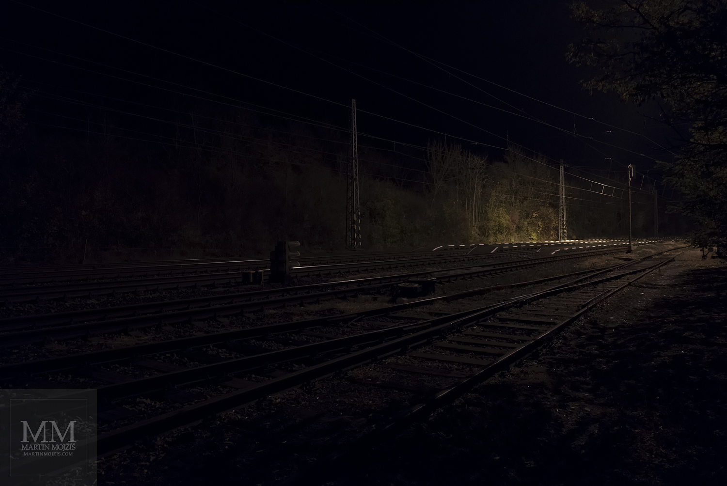 Large format, fine art photograph of  railway at night. Martin Mojzis.