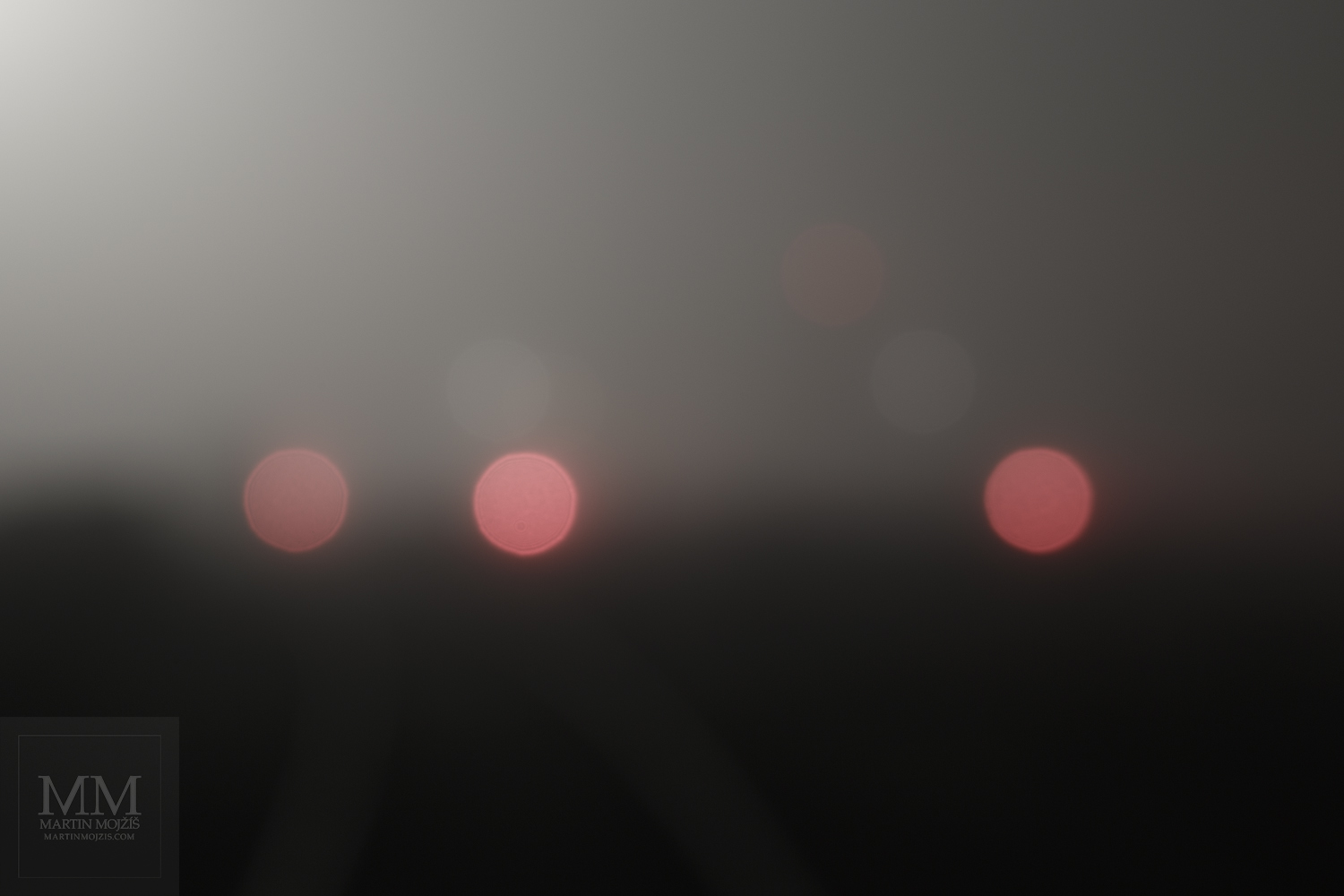 Large format, fine art photograph of railway station in evening fog. Martin Mojzis.