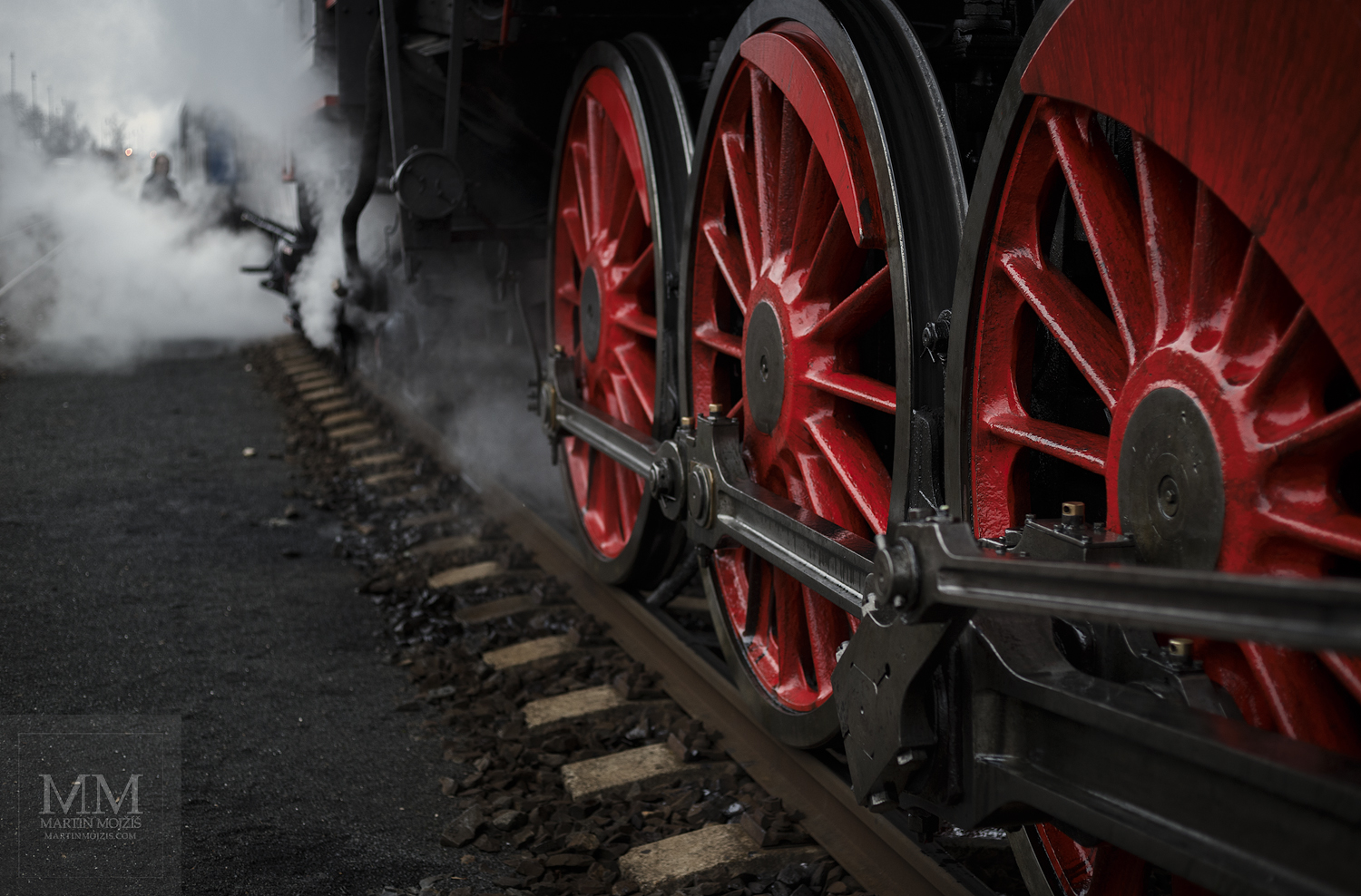 Fine Art large format photograph of the wheels of the steam locomotive 475.179 Noblewoman. Martin Mojzis.