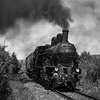 Black and white fine-art photograph of steam locomotive. Martin Mojzis.