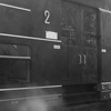 Velkoformátová umělecká černobílá fotografie historického vlaku. Martin Mojžíš.