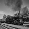 A steam train on the tracks.